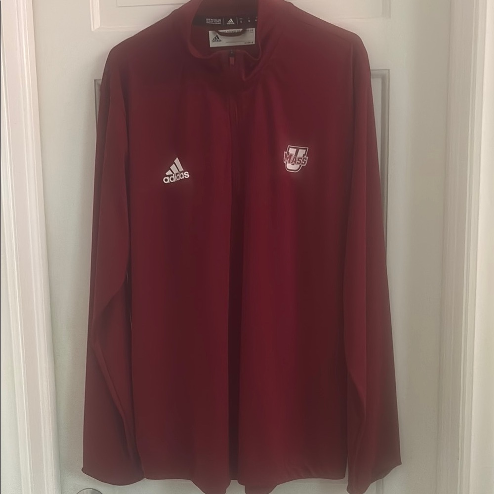 Adidas UMass Maroon Zip-Up Sweater